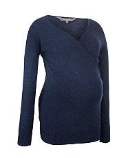 Navy (Blue) Maternity Navy Wrap Thin Knit Jumper  251101741  New 