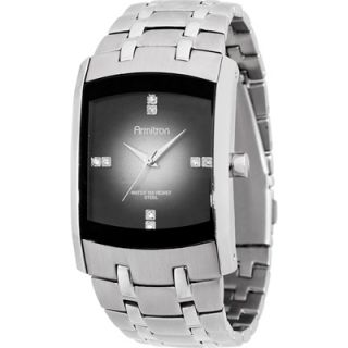 Armitron Mens Crystal Accented Stainless Steel Gray Dial Watch