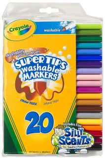 Crayola Washable Super Tips w/ Silly Scents   20 Markers   