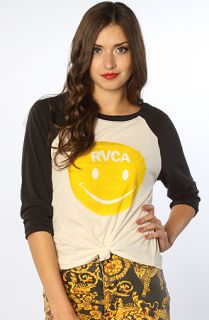 RVCA The Nice Day Baseball Raglan in Black Natural  Karmaloop 