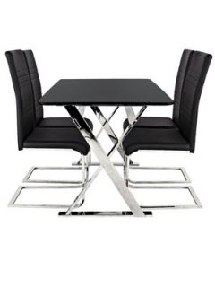 Black Cross Frame Table + 4 Jet Chairs Package Deal (buy and SAVE 