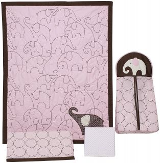 Carters Pink Elephant  4 Piece Crib Set   