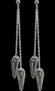Erickson Beamon Silver & Crystal Spike Drop Earrings 