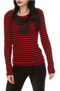 Black And Red Striped Bow Top   961460