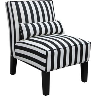 Canopy Stripe Armless Upholstered Accent Chair   Black/White