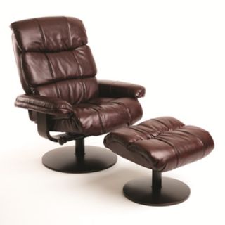 Mac Motion Chairs Bonded Leather Swivel Recliner with Ottoman   Black 