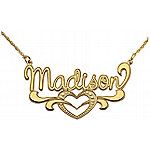 14K Gold Over Silver Name Necklace with Heart