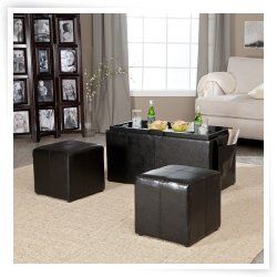 Hartley Coffee Table Storage Ottoman with Tray   Side Ottomans & Side 