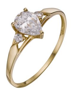 9ct Gold and CZ Teardrop Ring Littlewoods