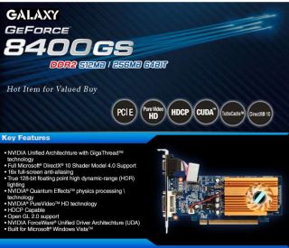 Buy the Galaxy GeForce 8400 GS 512MB DDR2 PCIe LP Ready  