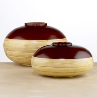 Brown & Natural Oval Bamboo Vases  World Market