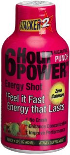 Stacker 6 Hour Power Energy Shot, Fruit Punch, 2 oz, 12 pk
