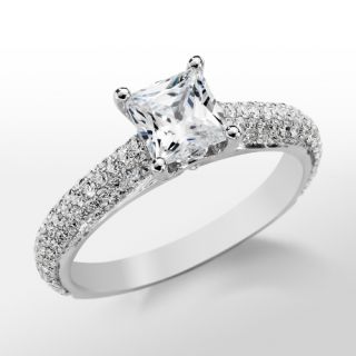 Monique Lhuillier Cathedral Pavé Engagement Ring in Platinum  Blue 