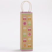 All Over Flowers & Owls Kraft Wine Bags, Set of 2