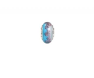Jovana Light Blue, White and Purple Swirl Murano Glass Bead Charm with 