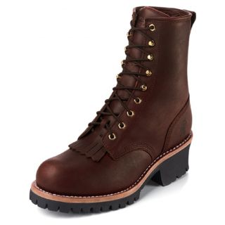 Chippewa Plain Toe Logger Boots, Redwood   521588, Work Boots at 