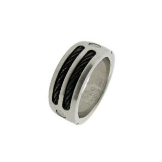 Mens 10.0mm Black Ion Plated Cable Band in Stainless Steel   Zales