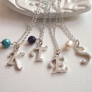 Personalised Silver Script Letter Necklace   for her