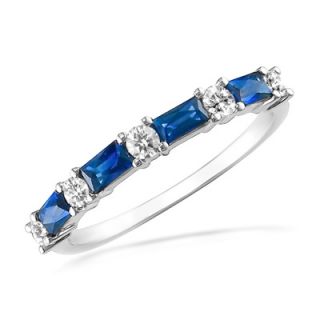 CT. T.W. Diamond and Sapphire Band in 14K White Gold   Rings 