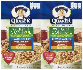Quaker Instant Oatmeal Weight Control Variety Pack, 12.6 oz, 2 pk