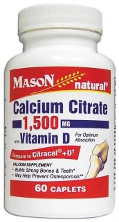 Mason Vitamins Calcium Citrate 1,500 mg w/ Vitamin D cap, 60 ct 