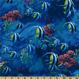 Nature and Outdoor Tropical Fish Blue   Discount Designer Fabric 