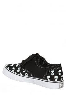 Cute To The Core Prime Black White Skull Canvas Shoes