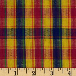Woven Seersucker Plaid Yellow/Red/Blue   Discount Designer Fabric 