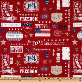 Stars & Stripes Words Red   Discount Designer Fabric   Fabric