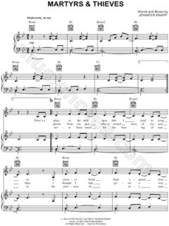 Image of Jennifer Knapp   Martyrs & Thieves Sheet Music    