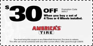 30 Off when you buy a set of 4 Tires or 4 Wheels installed. You must 