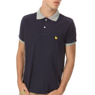 Money Clothing Navy Contrast Collar Poloshirt