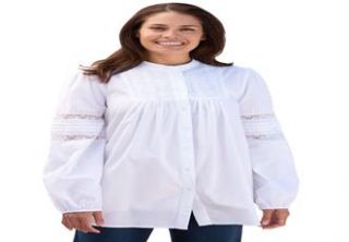 Plus Size Blouse with lace sleeves  Plus Size Long Sleeve  Woman 