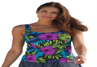Plus Size Swimsuit, perfect print tankini separate top by Swim 365 