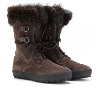    Moncler   BREUIL FUR TRIMMED LACE UP BOOTS   Luxury 