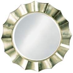Silver Finish Sun Shadow Round 41 Wide Wall Mirror