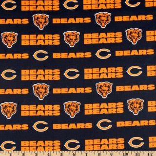 NFL Cotton Broadcloth Chicago Bears Orange/Navy   Discount Designer 