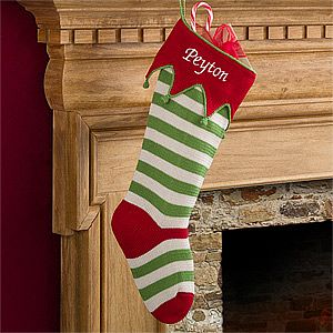 Personalized Knit Christmas Stockings   Seasonal Stripes   9785
