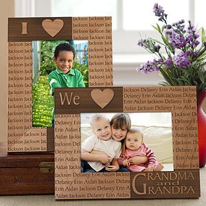 Personalized Wood Picture Frame with Engraved Names   4524