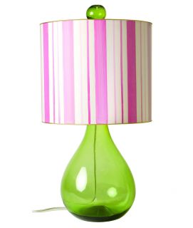 ELIZA GLASS LAMP  Green, Glass, Pink, White, Stripe, Shade 