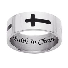 Cross Engraved Message Band in Two Tone Stainless Steel (1 Line 