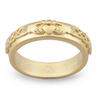 Engraved 5.0mm Claddagh Band in 18K Gold Plate (25 Characters)   View 