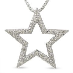 Star Pendant with Diamond Accents in Sterling Silver   Zales