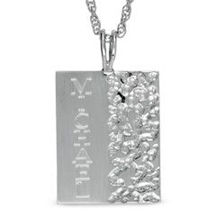 Rectangle Name Plate Pendant in Sterling Silver (8 Letters)   Zales