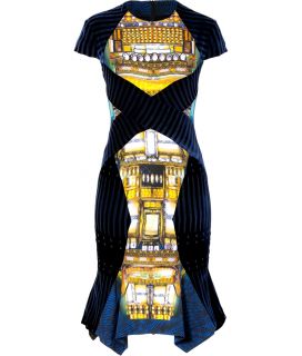 Peter Pilotto Blue Gold Velvet Patchwork Dress  Damen  Kleider 