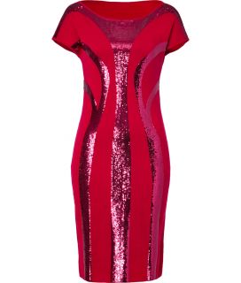 Alberta Ferretti Red Sequined Wool Dress  Damen  Kleider  STYLEBOP 