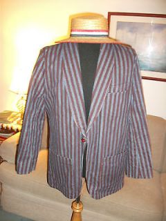 Mary Poppins Bert Boating Costume, XL Striped Denim Jacket Blazer 