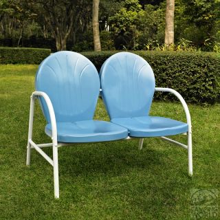 Griffith Metal Loveseat in Sky Blue Finish   Modern Marketing Concepts 