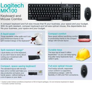 Logitech 920 003198 MK100 Keyboard and Mouse Combo Item#  L23 8215 