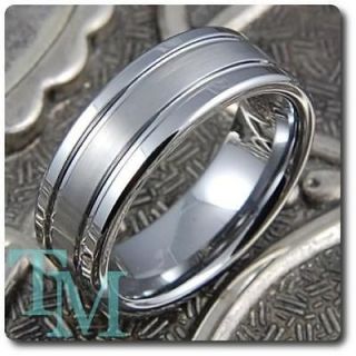 MENS TUNGSTEN WEDDING BAND RINGS CONCAVE TITANIUM COLOR JEWELRY 8MM 